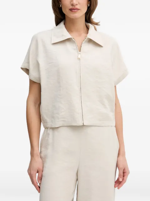 Joseph Ribkoff zip-up short-sleeve top Neutrals 261237