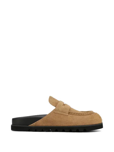 NAKED WOLFE Cord penny-strap suede slides Neutrals CORDDESERT