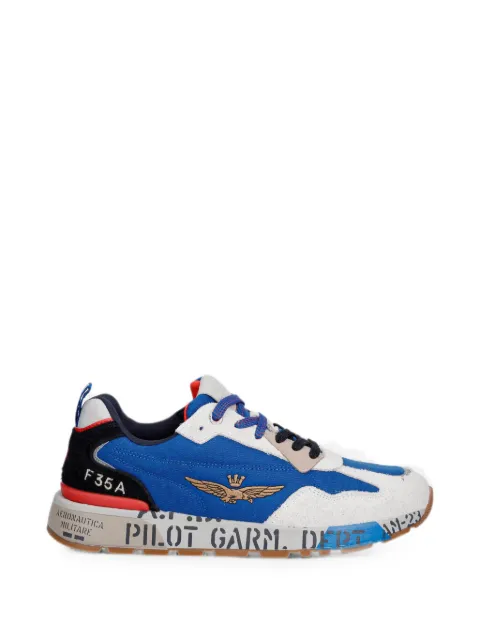 Aeronautica Militare logo-embroidered panelled low-top sneakers Blue 261SC0276UCT0354