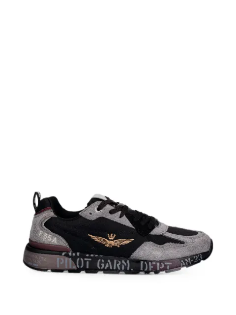 Aeronautica Militare logo-embroidered panelled low-top sneakers Black 261SC0276UCT0354