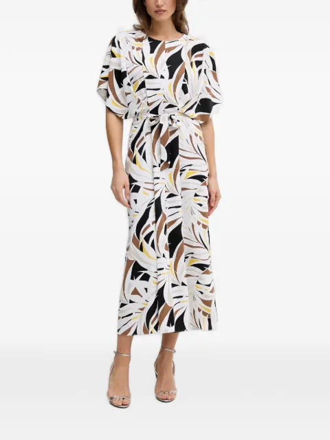 Joseph Ribkoff abstract-print belted midi dress White 261168