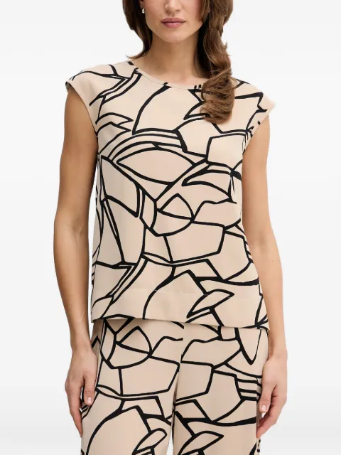 Joseph Ribkoff abstract-print cap-sleeve top Neutrals 261125