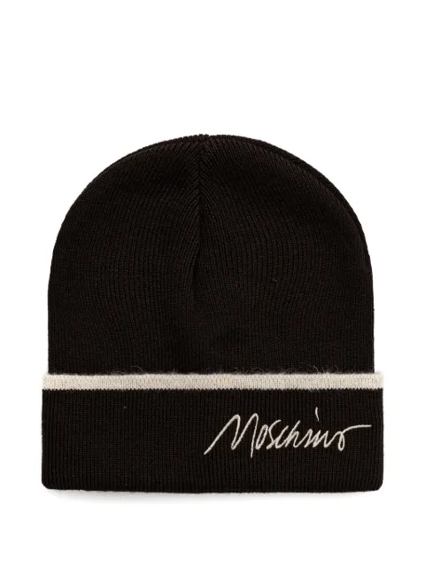 Moschino logo-embroidered beanie hat Brown M335265461