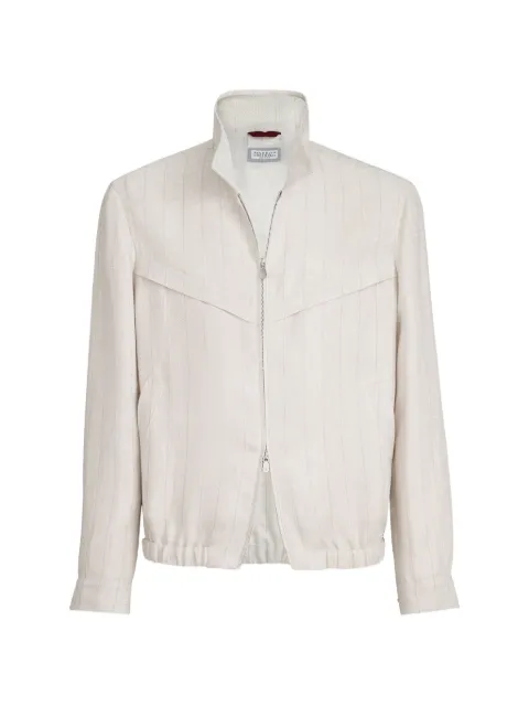 Brunello Cucinelli chalk stripe chevron outerwear jacket Neutrals MZ4336592PC609