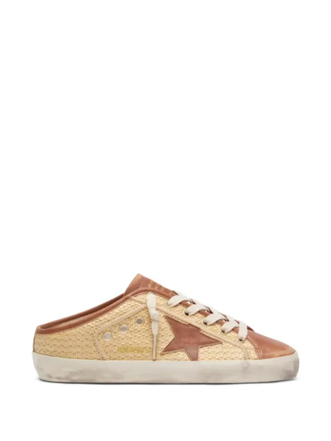 Golden Goose Super-Star sabots in raffia with brick-red star slip-ons Neutrals GWF01098F008497
