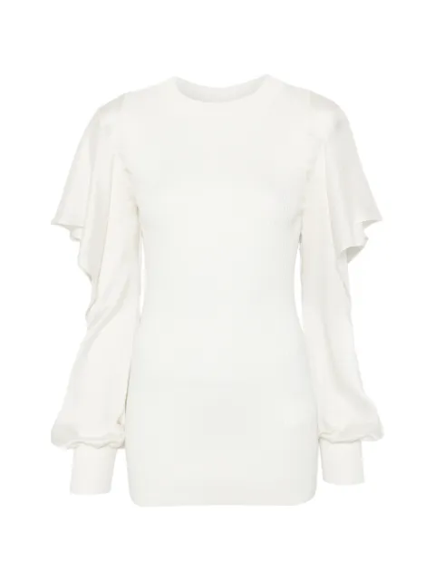 sacai ruffled satin-sleeve top Neutrals 2608336