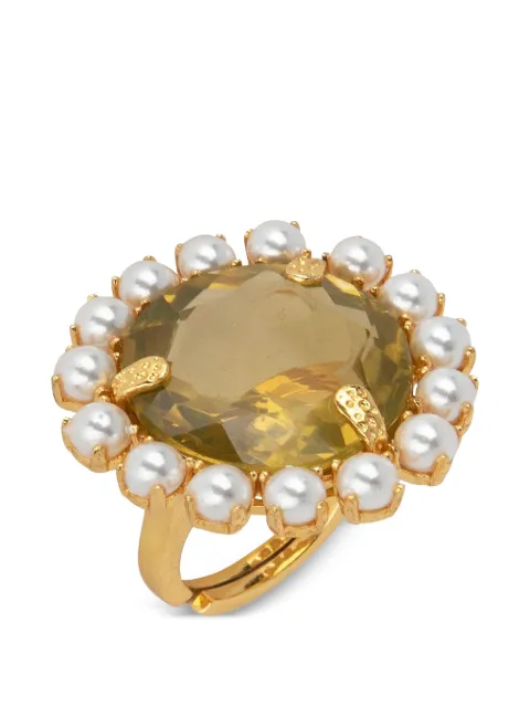 Bounkit Jewelry lemon quartz pearl ring Gold RGRD5LQ