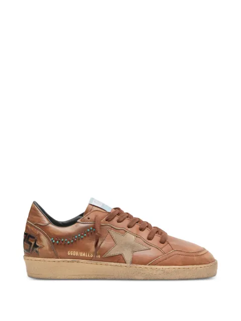 Golden Goose Ball Star sneakers in leather with suede star and beads Brown GMF00117F008564