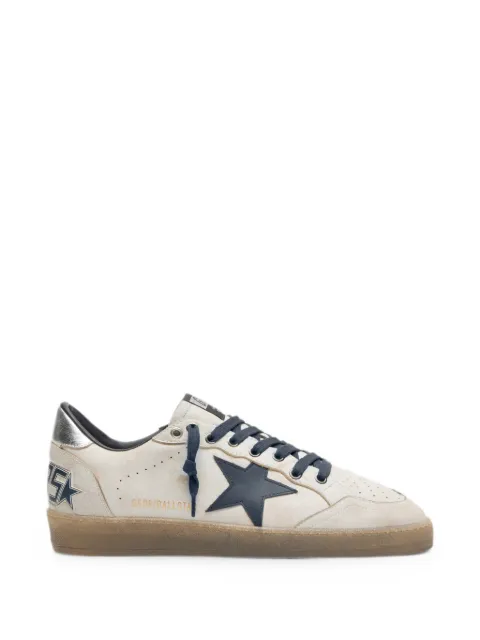 Golden Goose Ball Star in white leather with dark blue leather star and silver laminated leather heels tab sneakers White GMF00117F008545