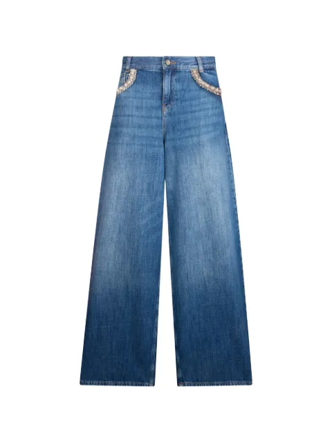 LIU JO flared jeans with bejewelled appliqués Blue UA6265DS082
