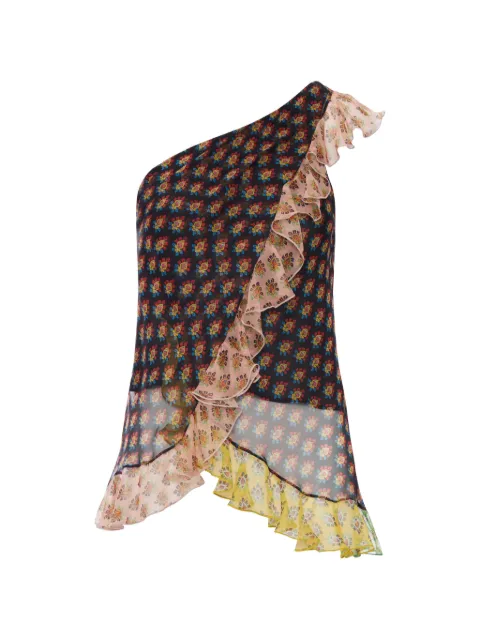 ETRO asymmetric floral print blouse Black WRJA016699SA1Q5