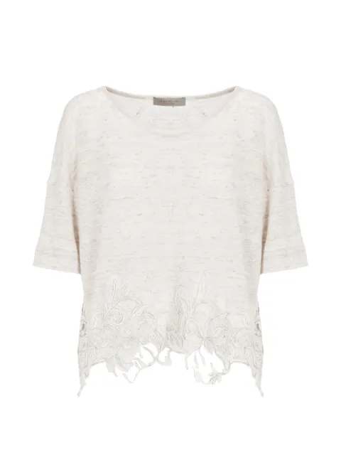 D.Exterior lace-trim short-sleeve poncho Pink 623195CONC