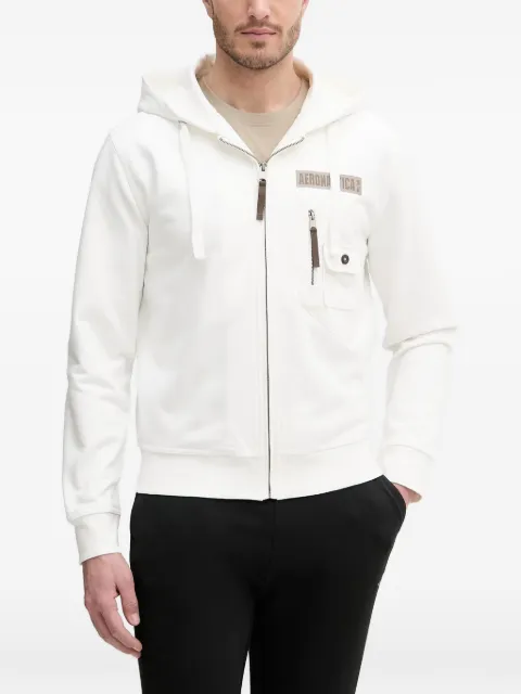 Aeronautica Militare logo-patch zip-up hoodie White FE2100UF0067
