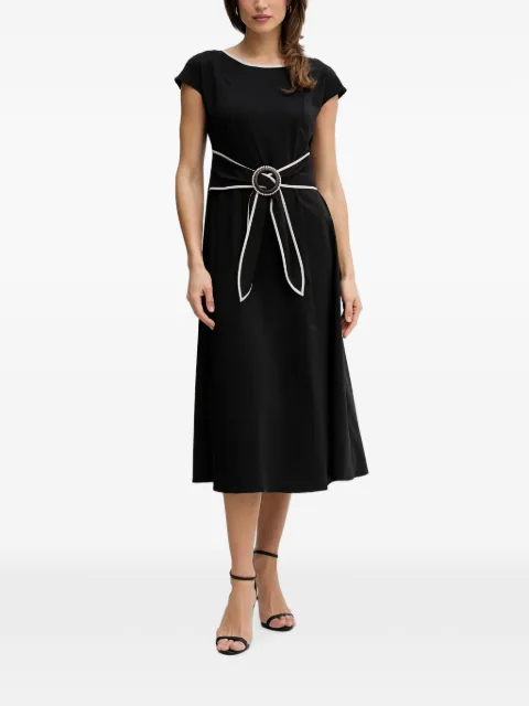 Joseph Ribkoff buckle-detail piped-trim midi dress Black 261051