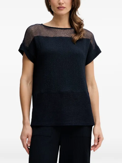 Joseph Ribkoff mesh-panel textured top Blue 261247