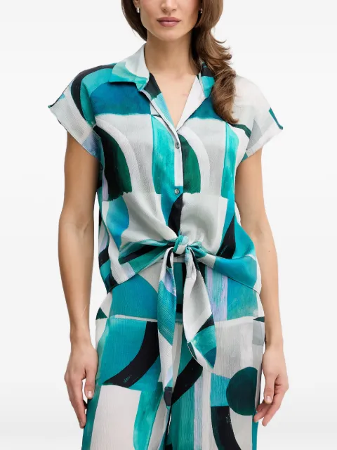 Joseph Ribkoff abstract-print tie-front top Blue 261065