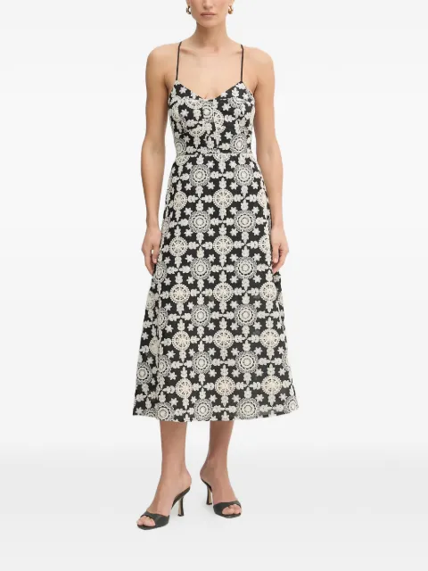 FRACOMINA embroidered lace-up midi dress Black FJ26SD2007W400E5