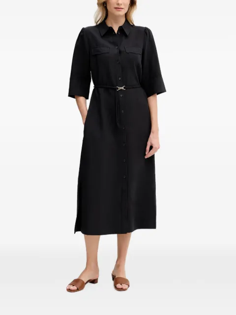 Mos Mosh Rayas Alexis belted button-down shirt midi dress Black 176940