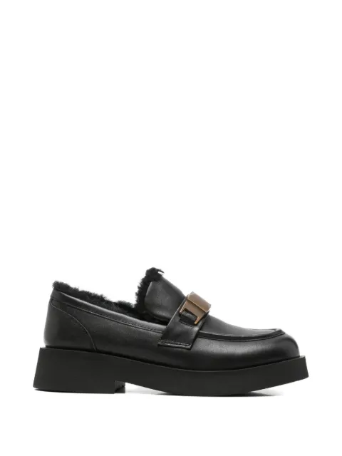 SERGIO MORETTI FIRENZE shearling-lined buckle-detail loafers Black 604525205FUBLK
