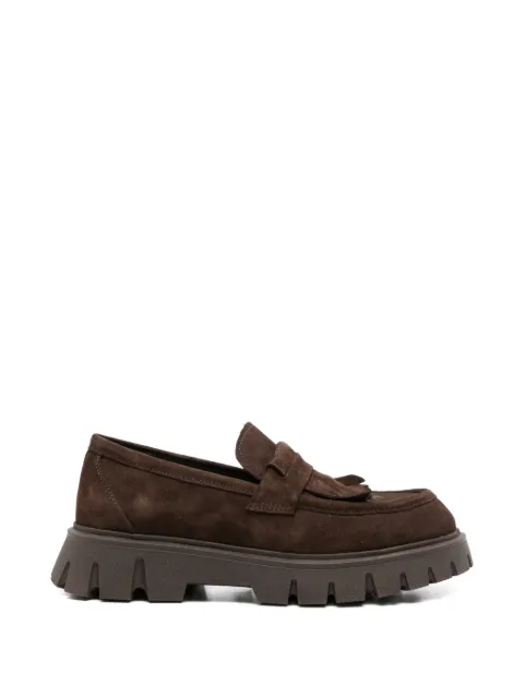 SERGIO MORETTI FIRENZE fringe-detail lug-sole loafers Brown 657825204BRW