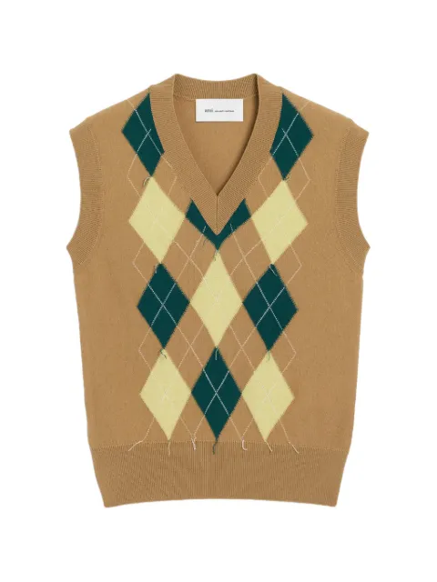 AMI Paris argyle intarsia sleeveless sweater Neutrals H26HKS872KN0171