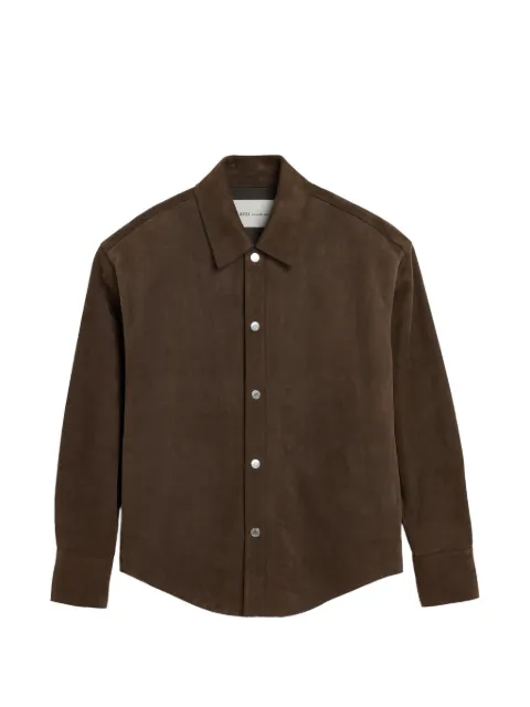 AMI Paris goat-leather buttoned overshirt Brown H26HSH847LH0059