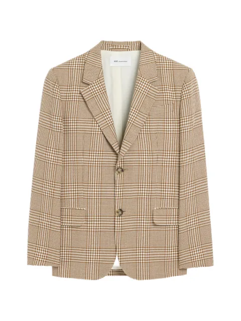 AMI Paris Wool Prince Of Wales Straight Jacket Neutrals H26HBV767WV0196