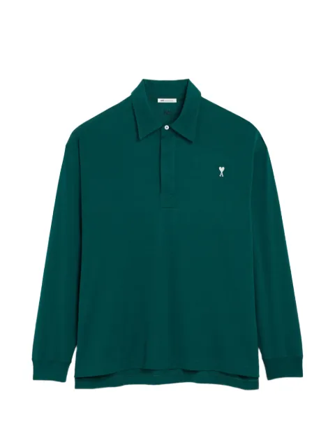 AMI Paris Ami De Coeur long-sleeved polo shirt Green H26HPL441JE0211