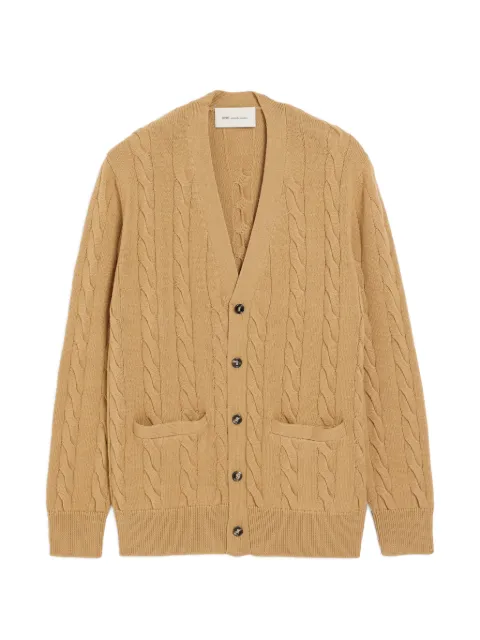 AMI Paris wool and cotton cable-stitch cardigan Brown H26HKC389KN0166