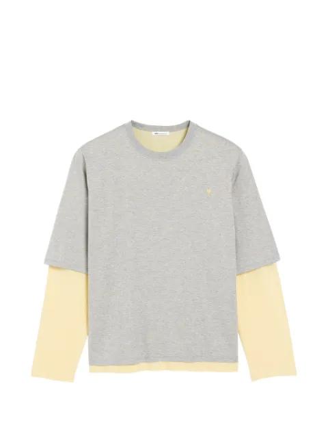 AMI Paris Ami De Coeur double-layered T-shirt Grey H26HTS391JE0211