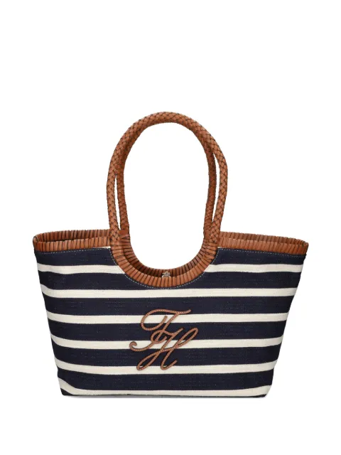 Tommy Hilfiger striped embroidered shoulder bag Blue AW0AW18400