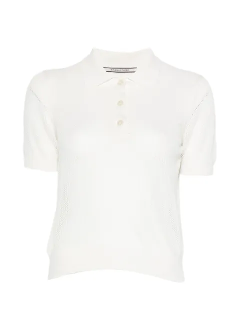 Tagliatore Fabrizia mesh-knit polo top White FABRIZIAGSE26D
