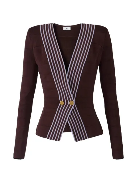 Elisabetta Franchi knit fabric top with striped bands Brown MK78S61E2