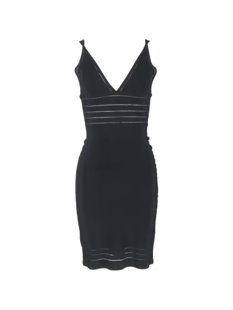 Hervé Léger Pre-Owned V-neck bandage midi dress Black RFCPUGBCL719269W