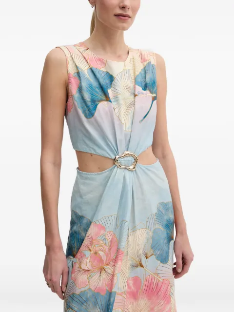 Gaudi floral-print cut-out midi dress Blue 611FD15038