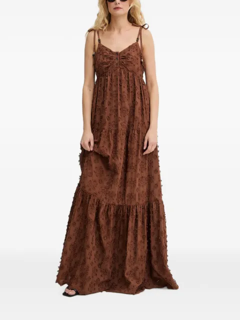 Silvian Heach broderie-anglaise tiered maxi dress Neutrals GPP26303VE