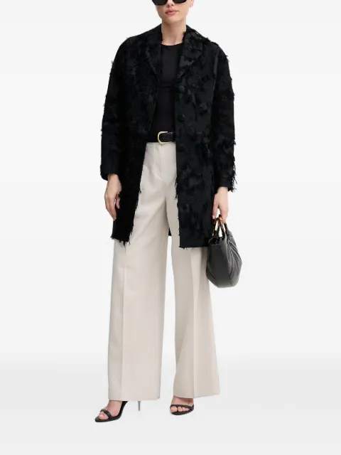 Sisley fringed jacquard coat Black 2ETZLN06V
