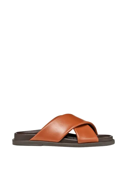 Geox Adelash cross-strap leather slides Brown D55YWB000TUC6014