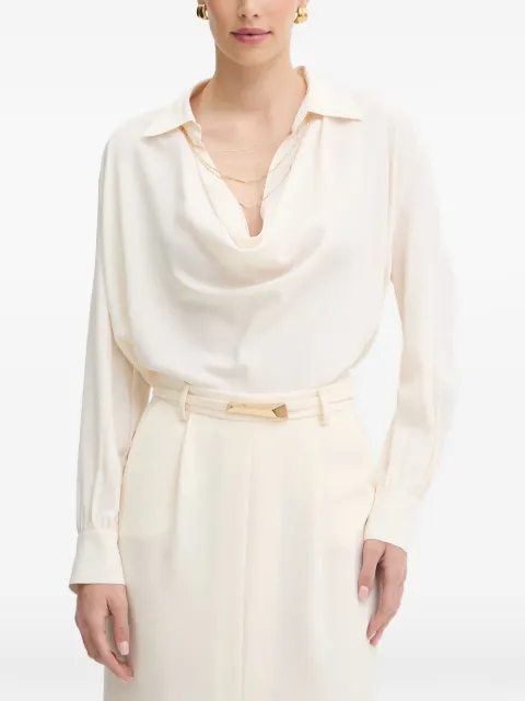 SIMONA CORSELLINI chain-embellished draped blouse Neutrals P26CPBL00901