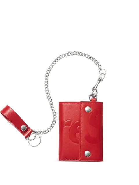 Supreme embossed-logo leather chain wallet Red SU27225