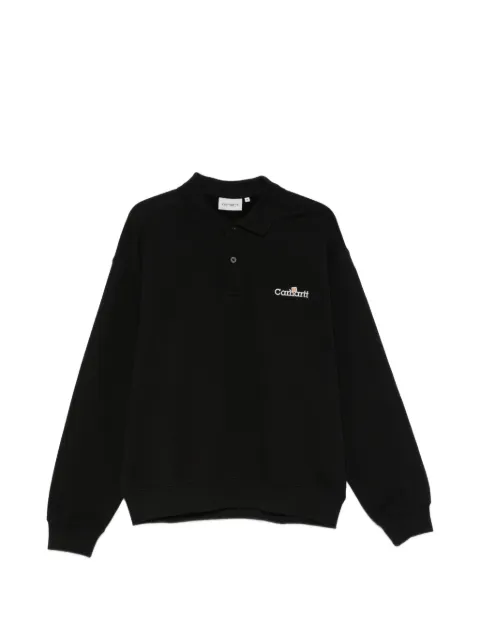 Carhartt WIP WIP Label logo-embroidered long-sleeve polo shirt Black I036349
