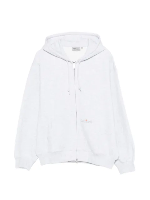 Carhartt WIP logo-embroidered zip-up hoodie Grey I036347