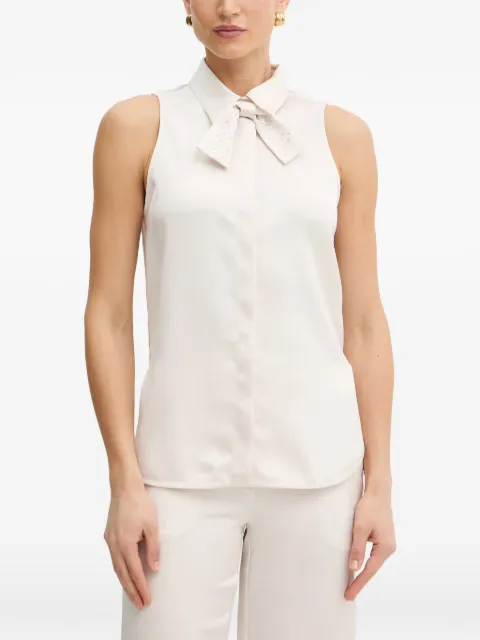 SIMONA CORSELLINI pussy-bow sleeveless blouse Neutrals P26CECA10101