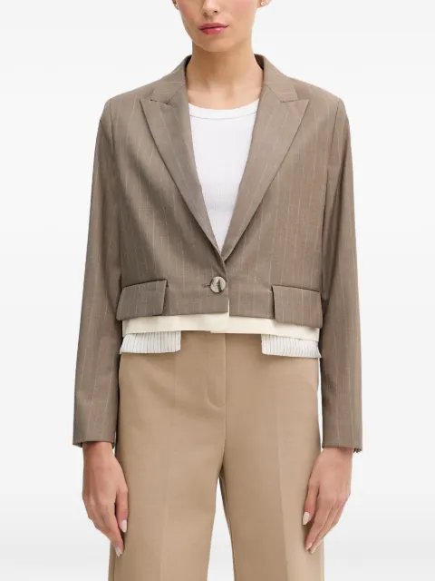 Sisley pinstripe-pattern cropped blazer Brown 21Q6LW041