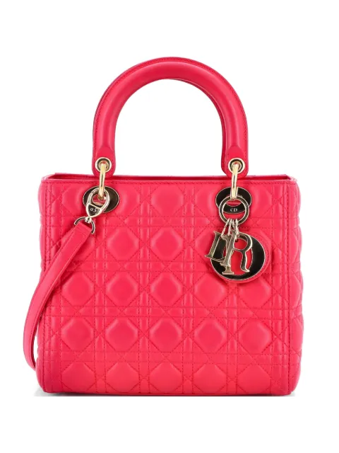 Christian Dior Pre-Owned Lady Dior Bag Cannage Quilt Lambskin Medium satchel Pink USH1SZG8GGZRW8G4