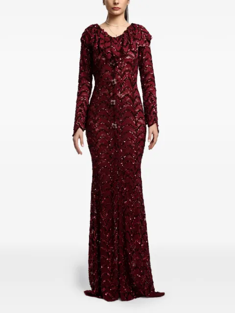 MIAU by Clara Rotescu Vie sequin-embellished maxi dress Red VIE