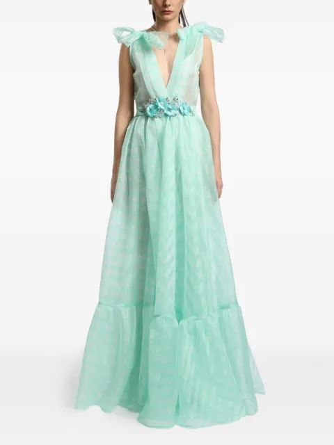 MIAU by Clara Rotescu Como floral-detail maxi dress Green COMO