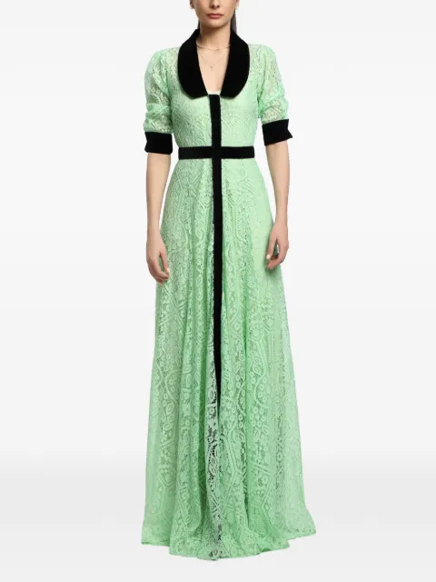 MIAU by Clara Rotescu Bergamot lace maxi dress Green BERGAMOT