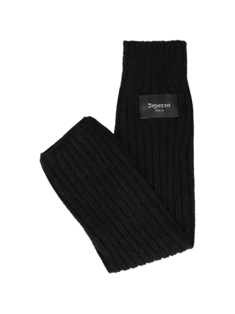 Repetto ribbed logo-patch legwarmers Black A0201