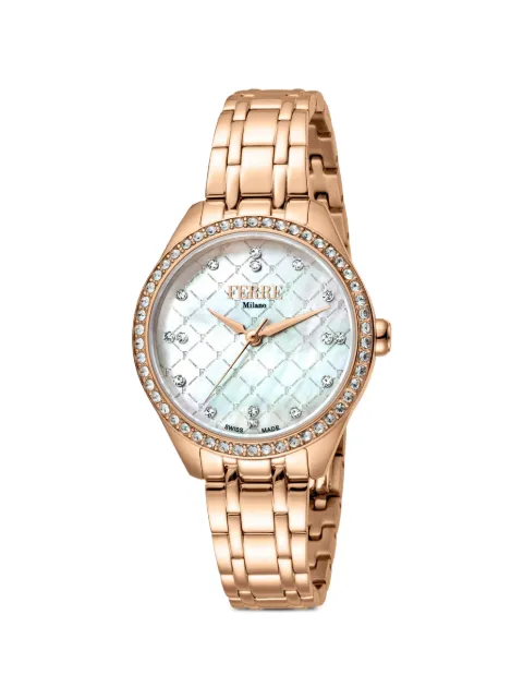 FERRE Milano Classic crystal bezel 32mm watch White FM1L116M0081